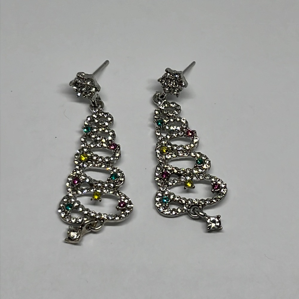 Rhinestone Christmas Tree‎ Earrings Xmas